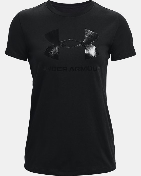 Camiseta de manga corta con estampado UA Sportstyle para mujer, Black, pdpMainDesktop image number 4